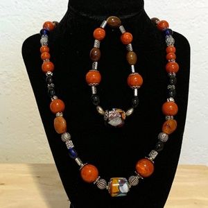 Stunning Colorful Glass Bead Necklace & Bracelet